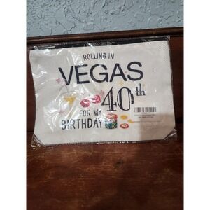 Rolling‎ In Vegas 40th Birthday Cosmetic Makeup Bag Pouch Travel Zip Case New